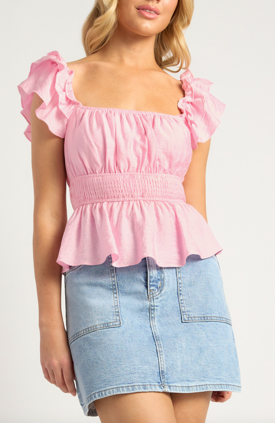 Narlendah Layered Ruffle Top - Pink