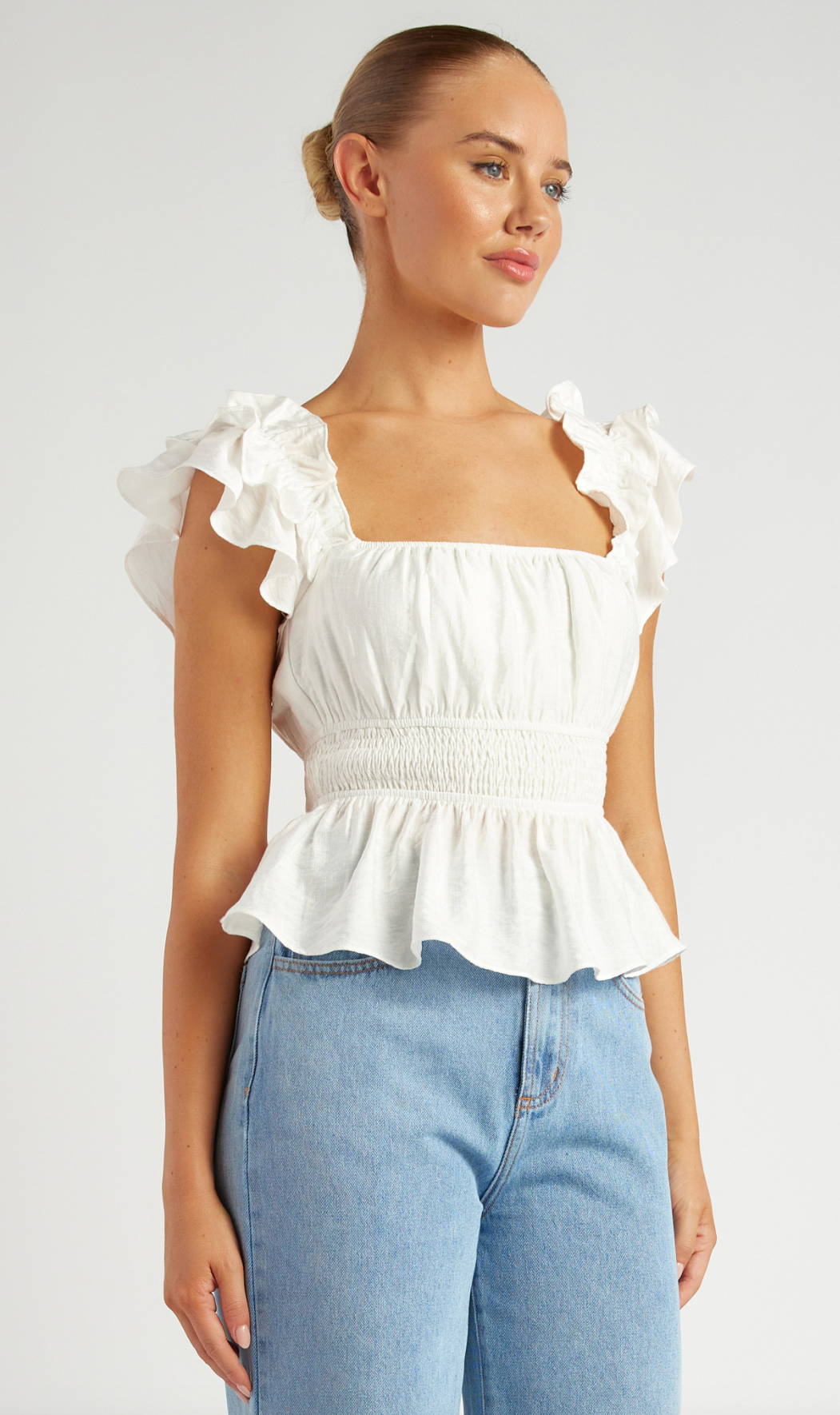 Narlendah Layered Ruffle Top - White