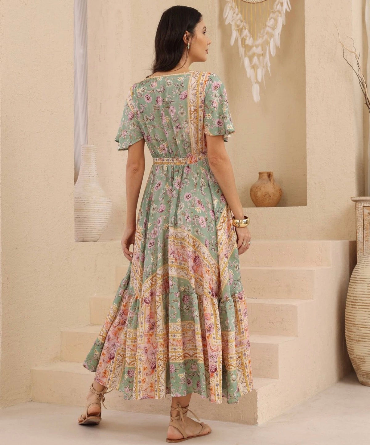 Mint Harvest V neck Maxi Dress